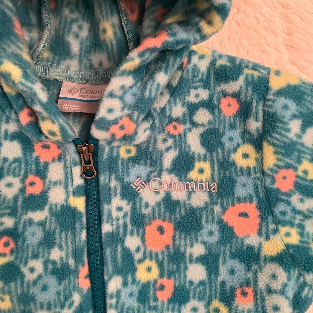Columbia Kids' Floral Fleece Hoodie - Teal and Peach